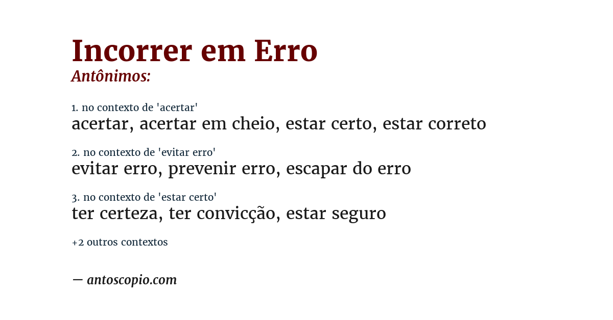Antônimo de incorrer em erro
