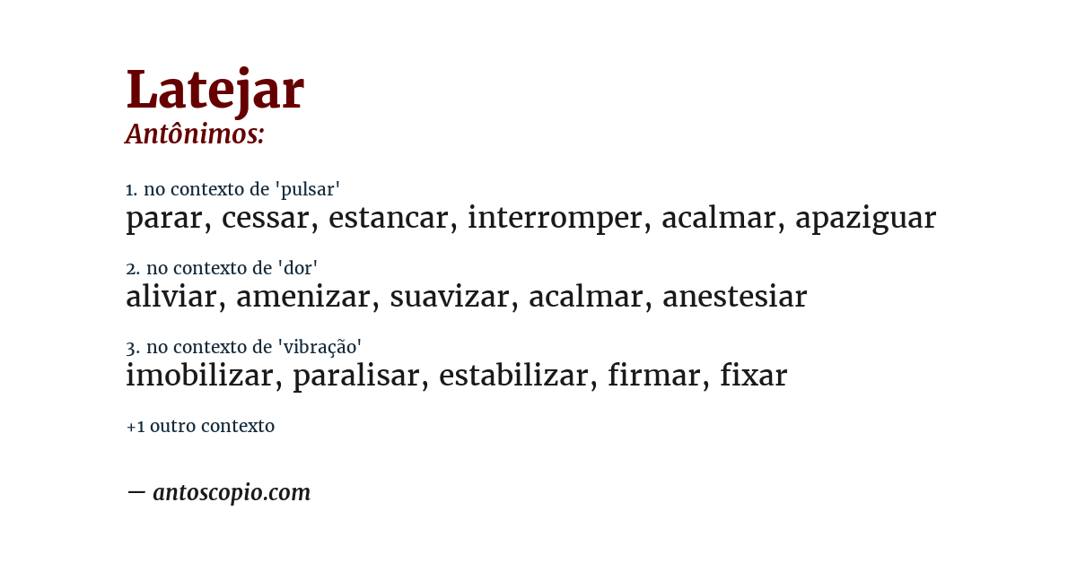 Antônimo de latejar