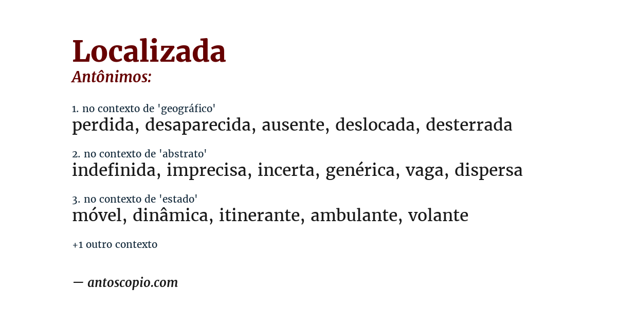 Antônimo de localizada