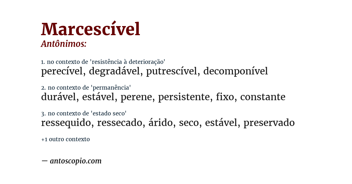 Antônimo de marcescível