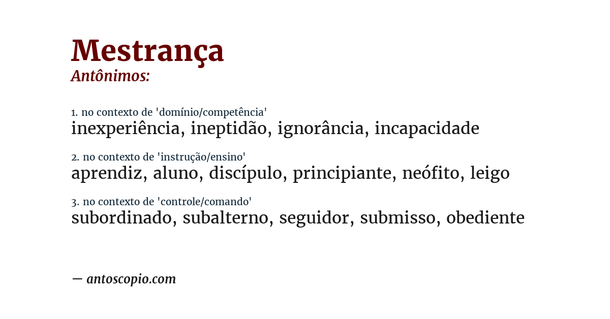 Antônimo de mestrança