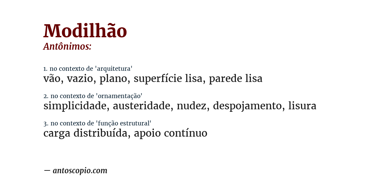 Antônimo de modilhão