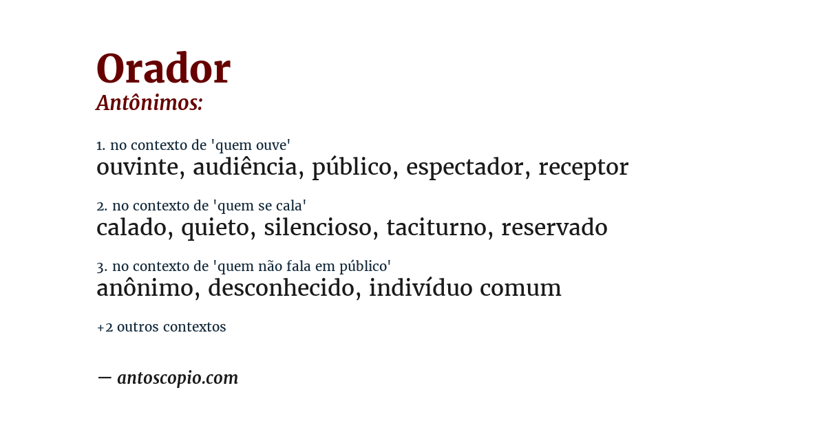 Antônimo de orador