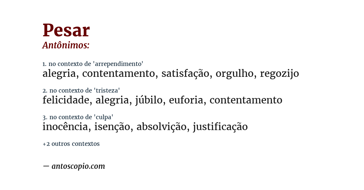 Antônimo de pesar