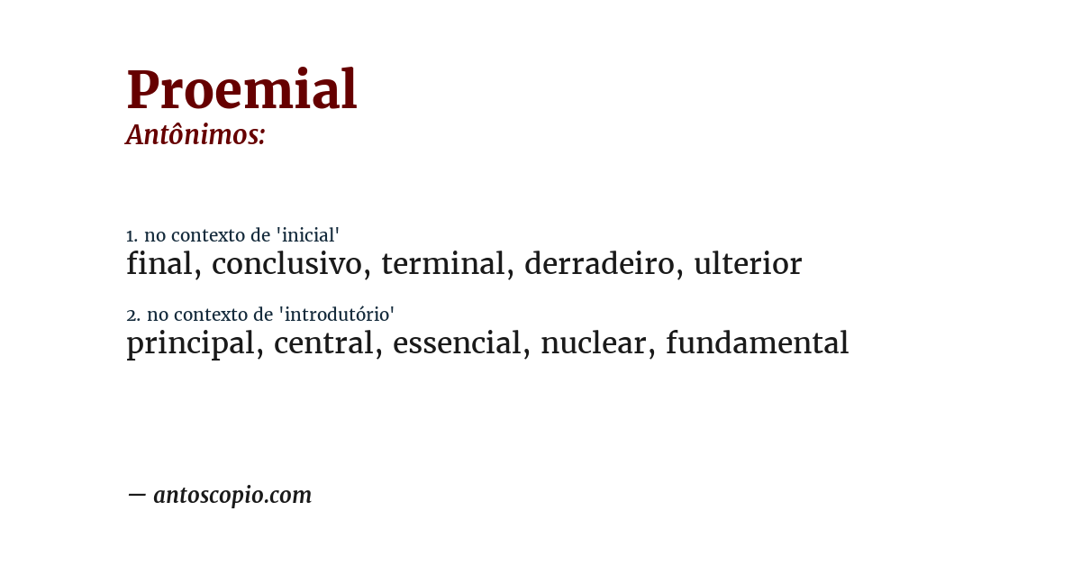 Antônimo de proemial