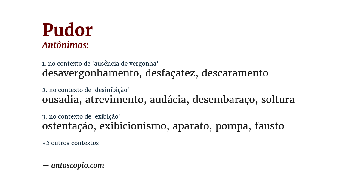 Antônimo de pudor