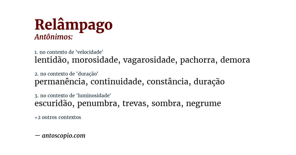 Antônimo de relâmpago