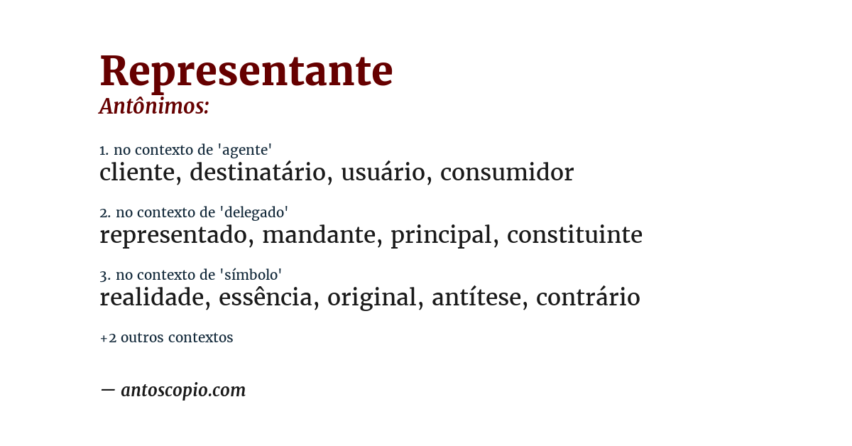 Antônimo de representante