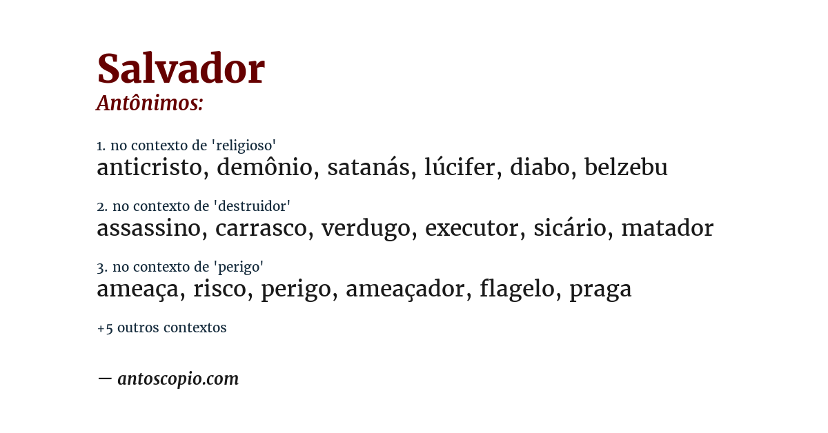 Antônimo de salvador