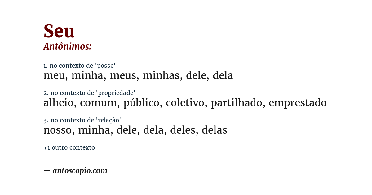 Antônimo de seu