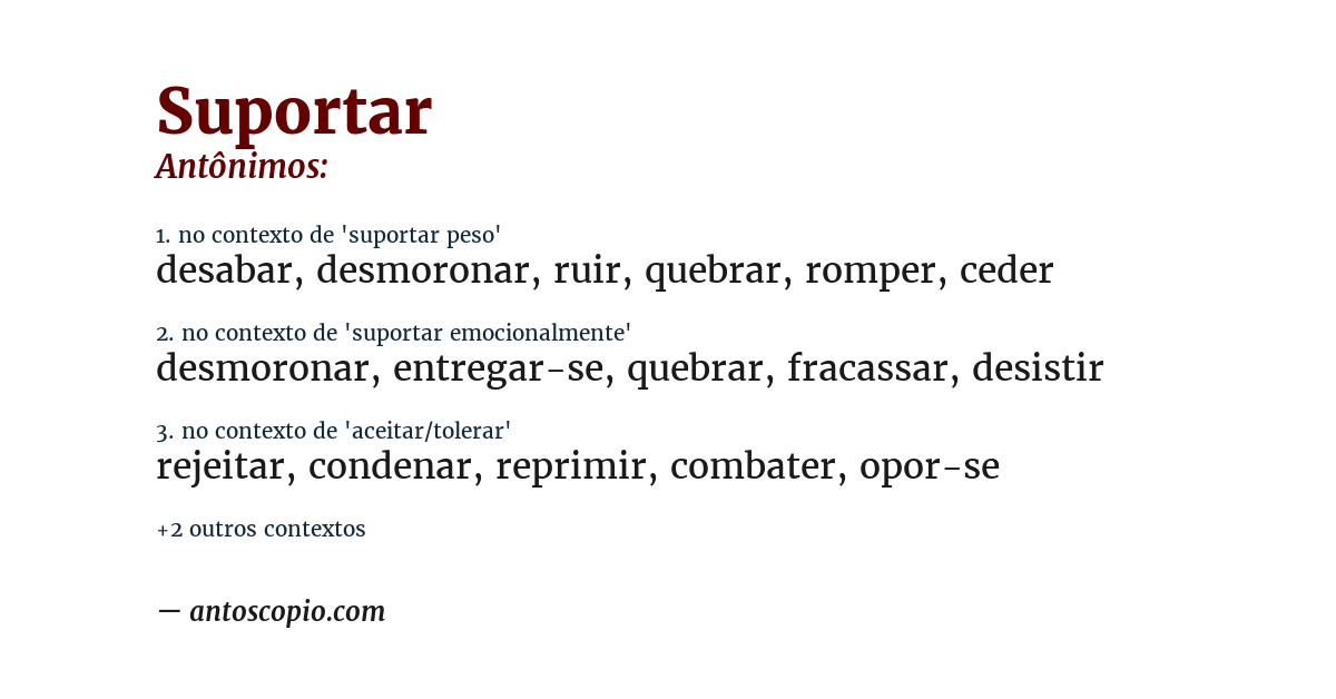 Antônimo de suportar