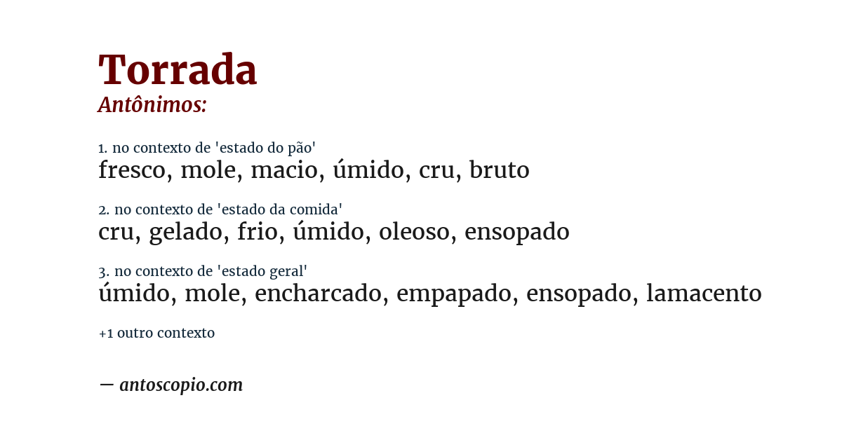 Antônimo de torrada