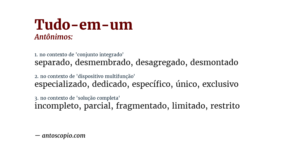 Antônimo de tudo-em-um
