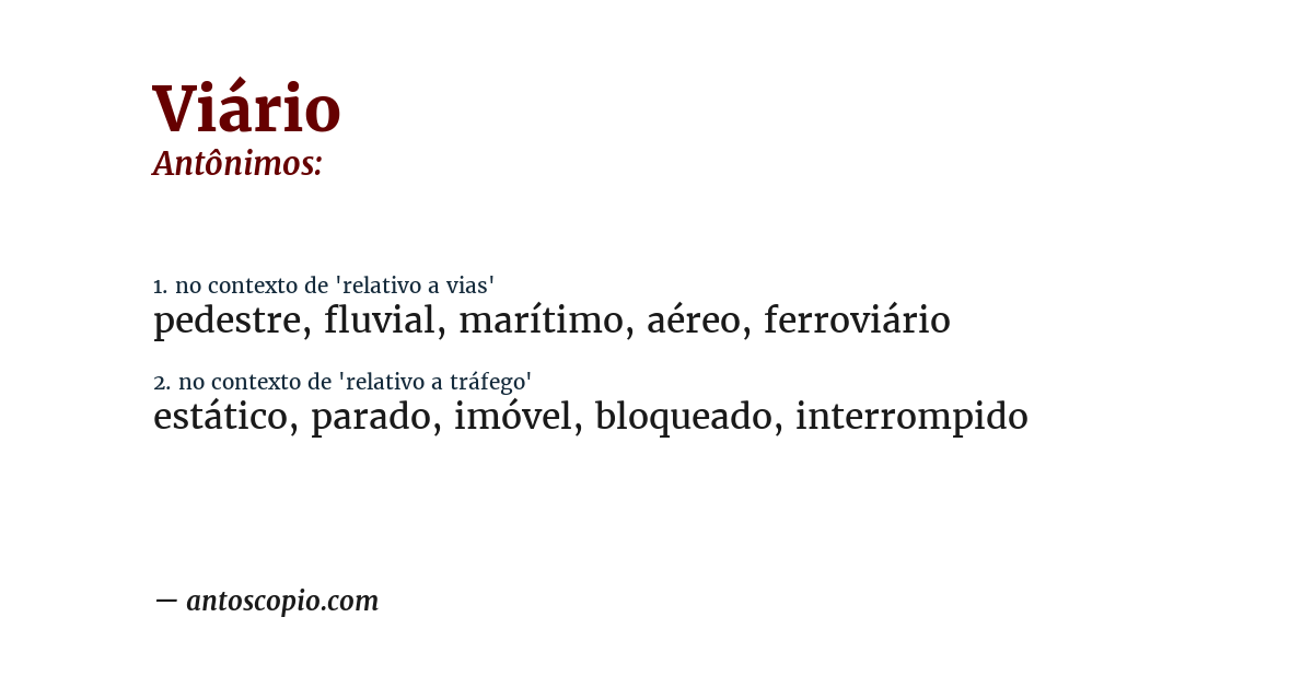 Antônimo de viário