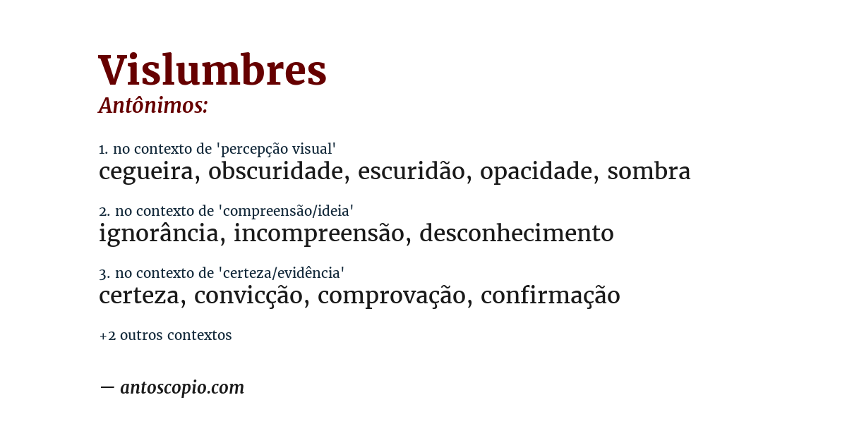 Antônimo de vislumbres