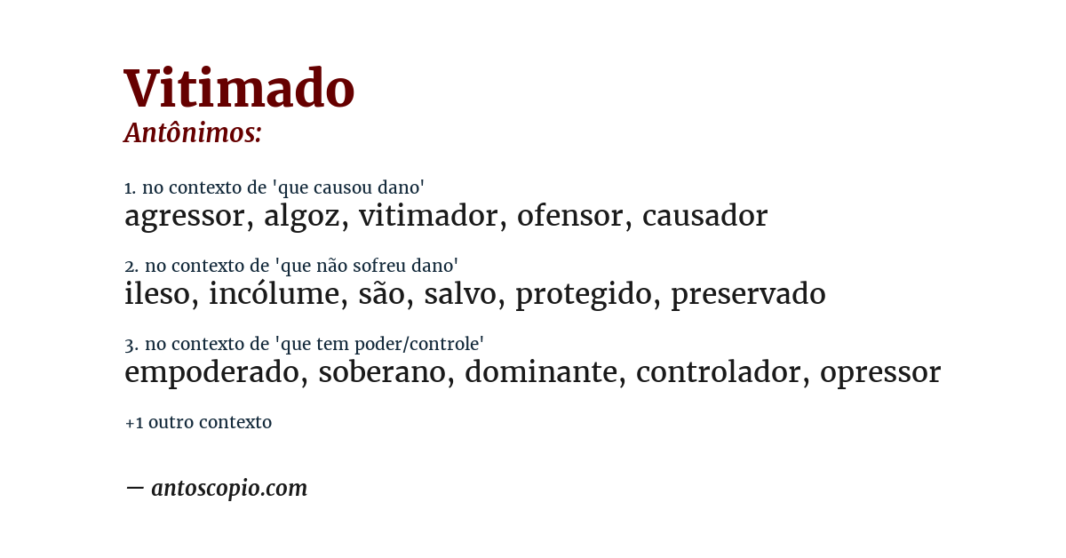 Antônimo de vitimado
