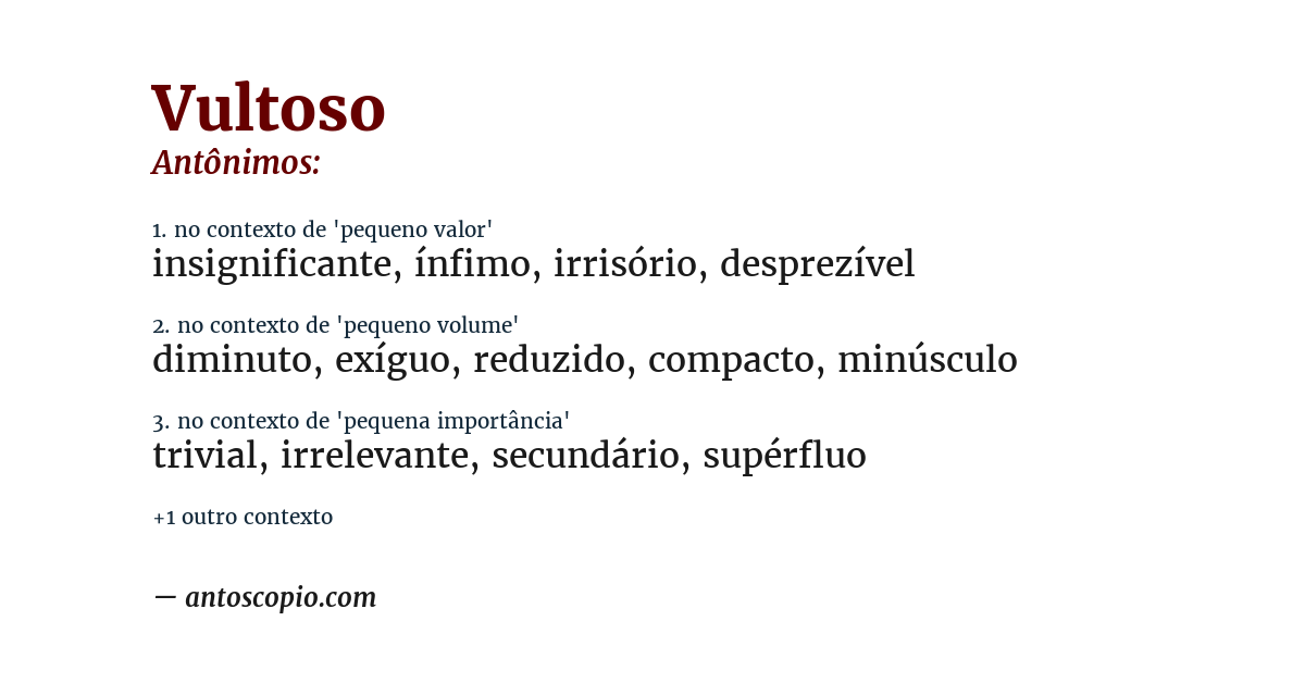Antônimo de vultoso