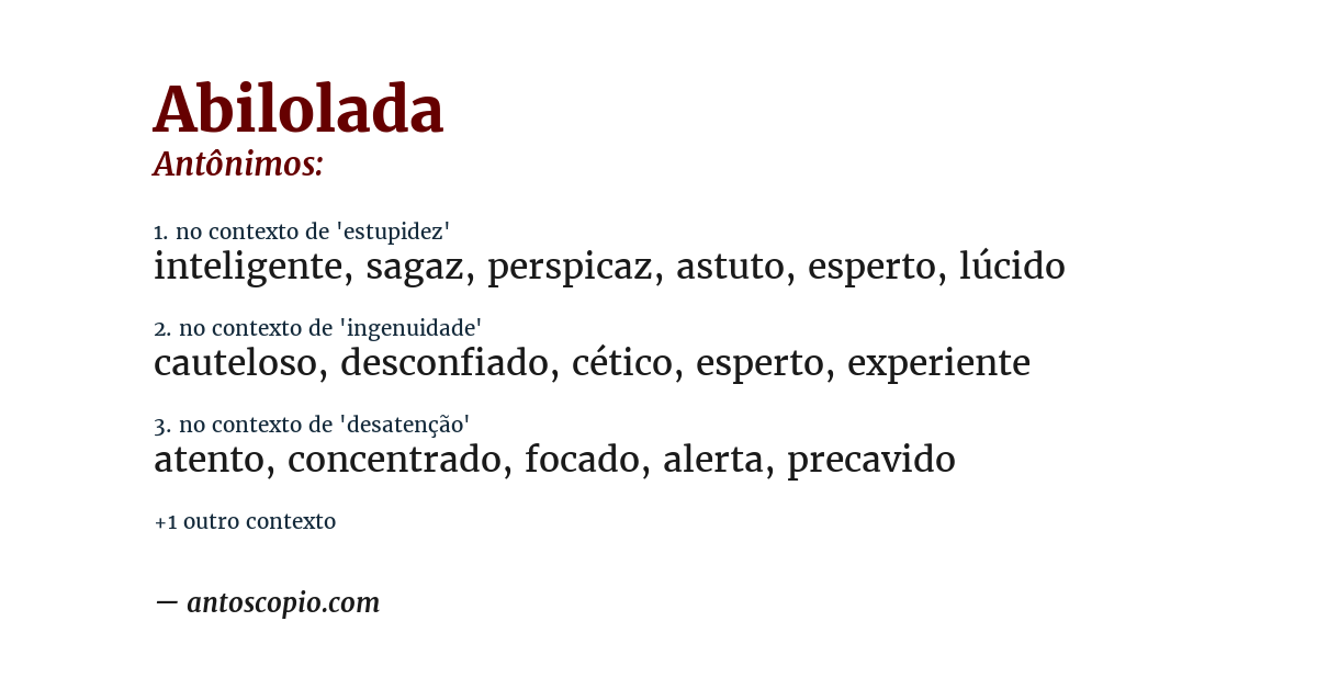 Antônimo de abilolada