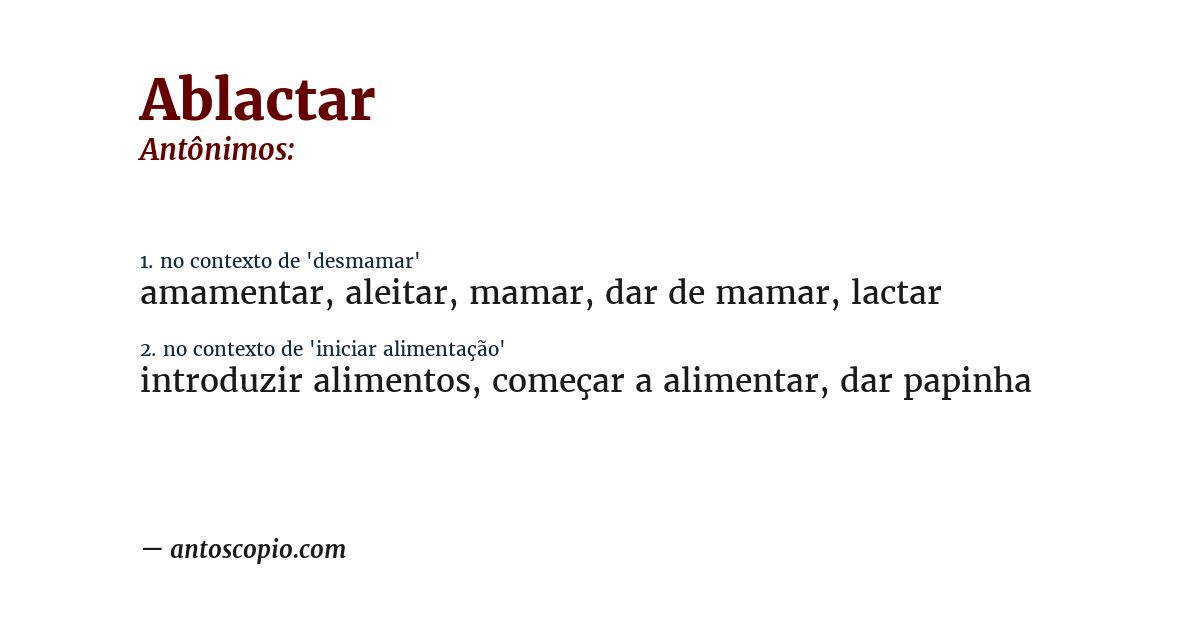 Antônimo de ablactar