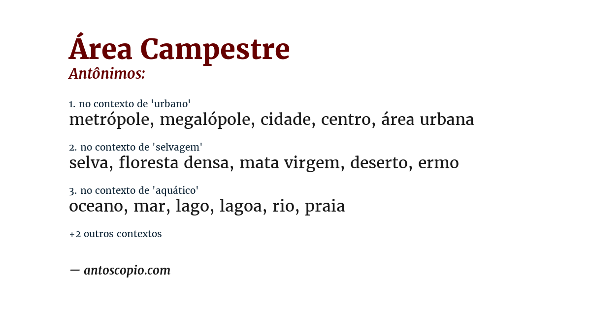 Antônimo de área campestre