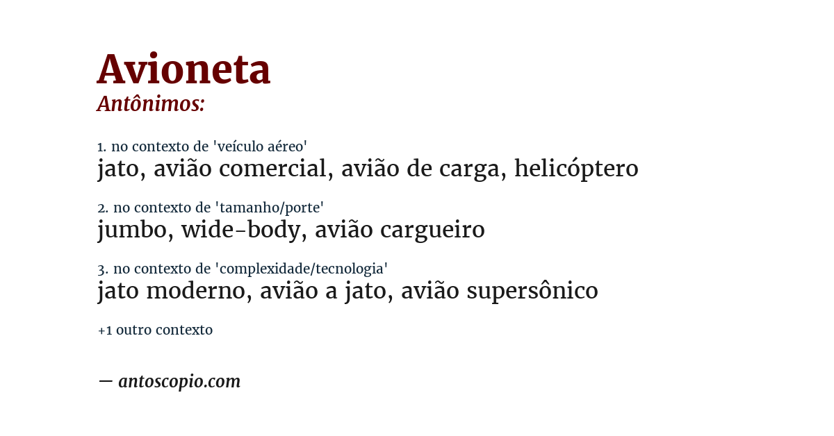 Antônimo de avioneta