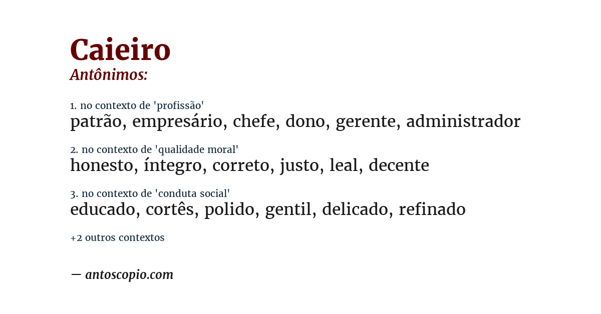 Antônimo de caieiro