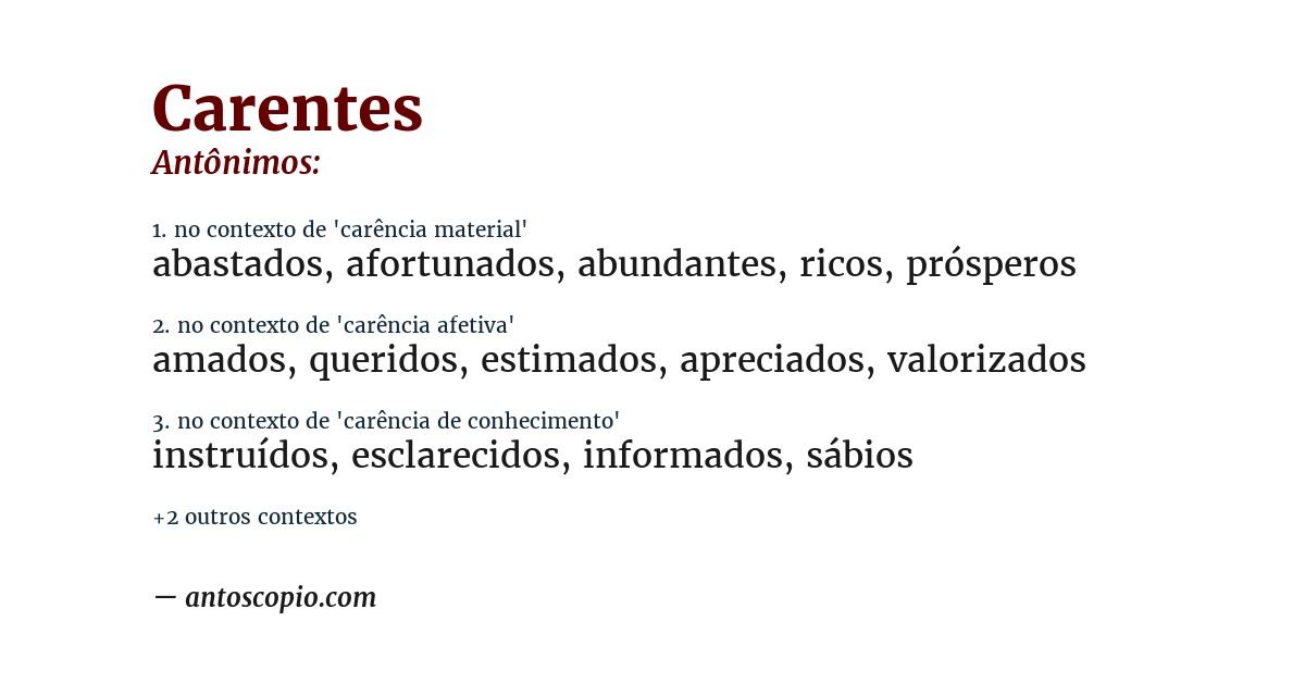 Antônimo de carentes