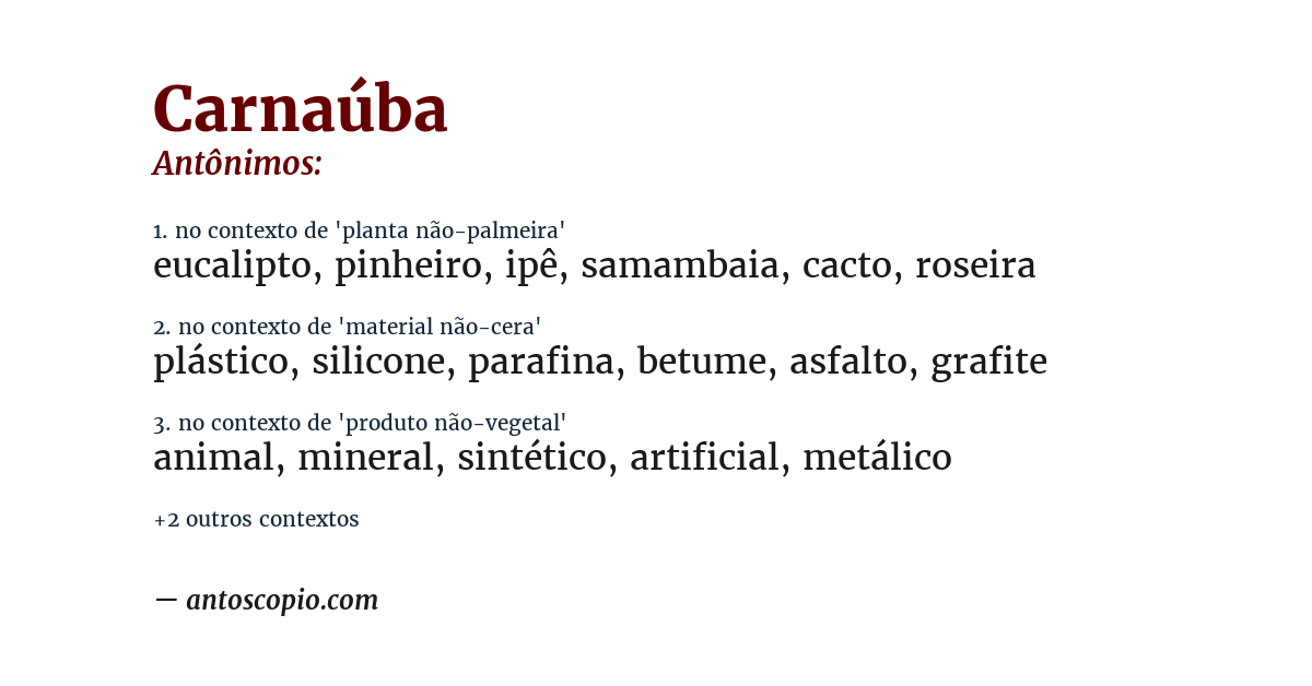 Antônimo de carnaúba
