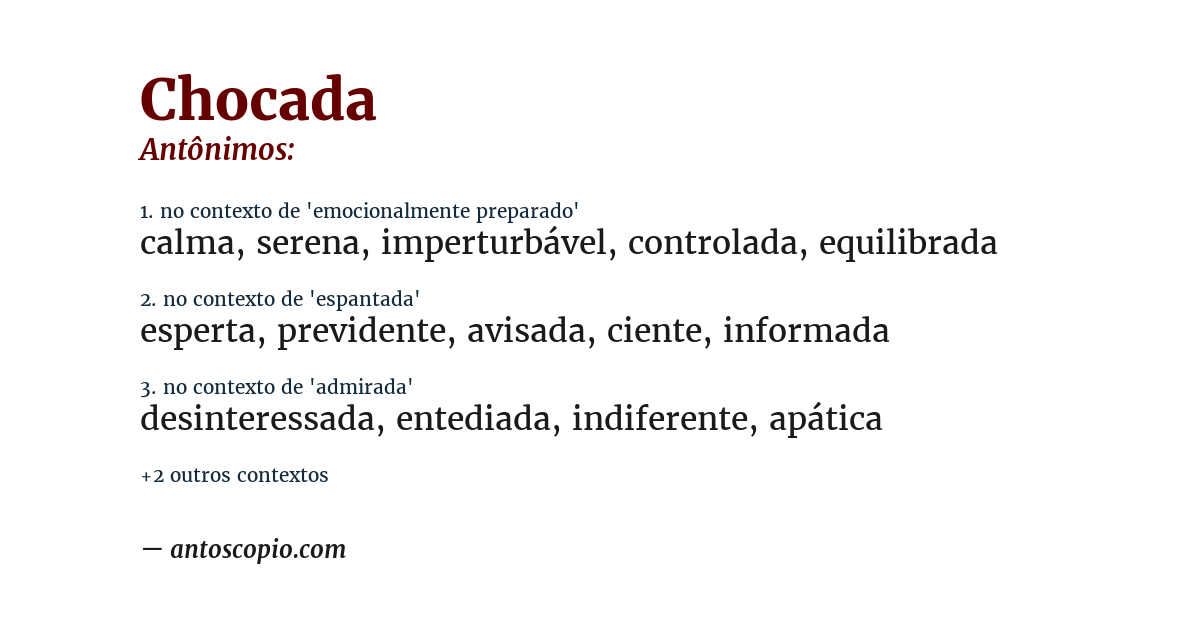 Antônimo de chocada