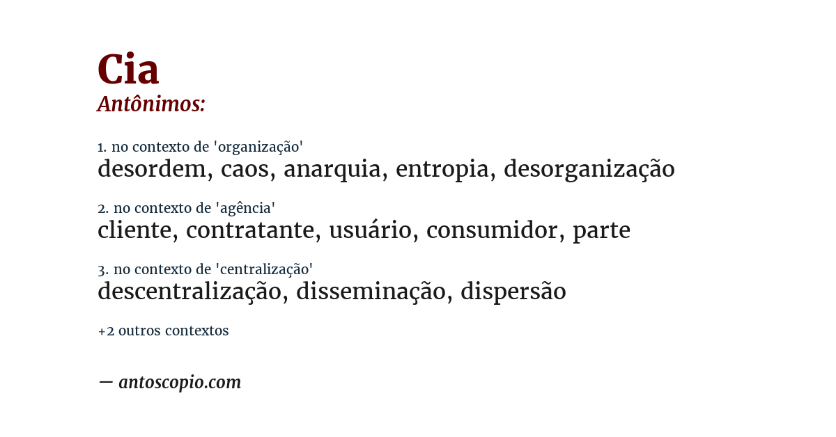Antônimo de cia