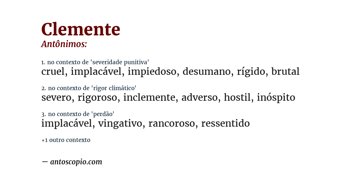 Antônimo de clemente
