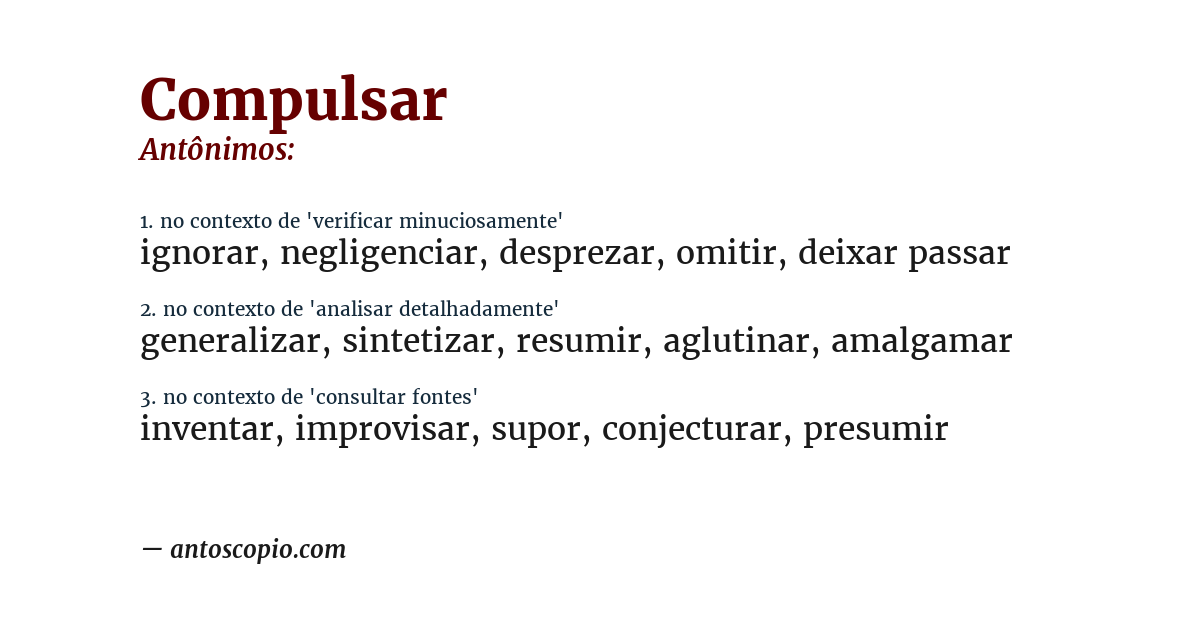 Antônimo de compulsar