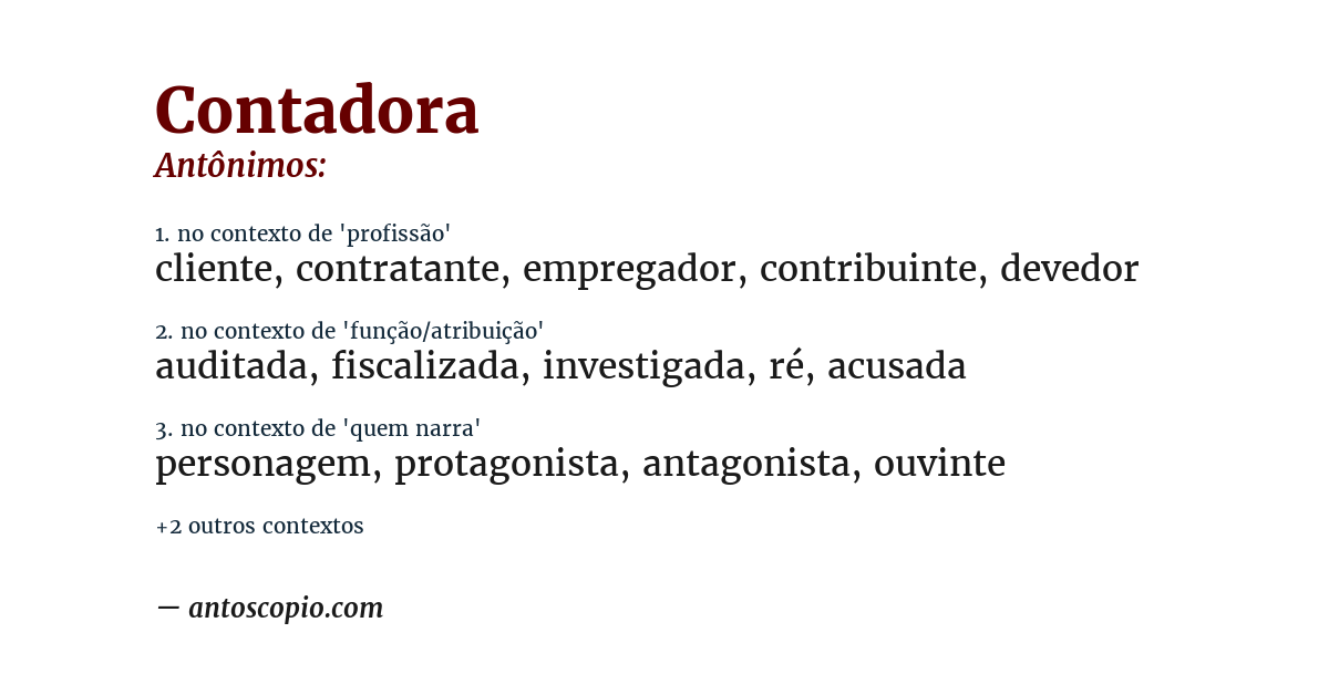 Antônimo de contadora
