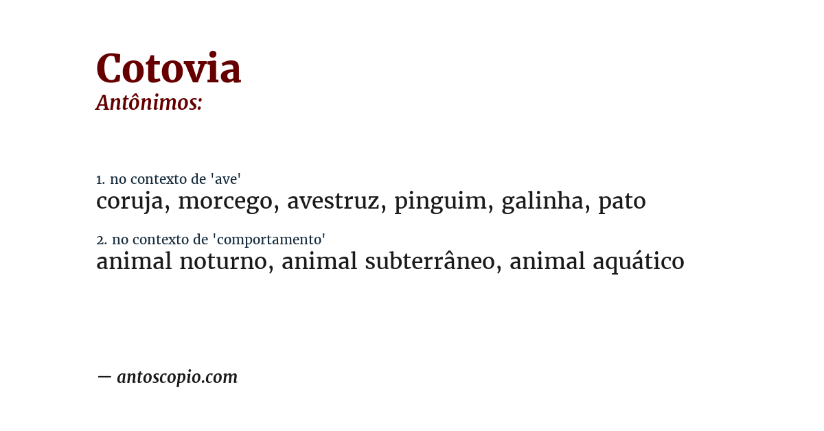 Antônimo de cotovia