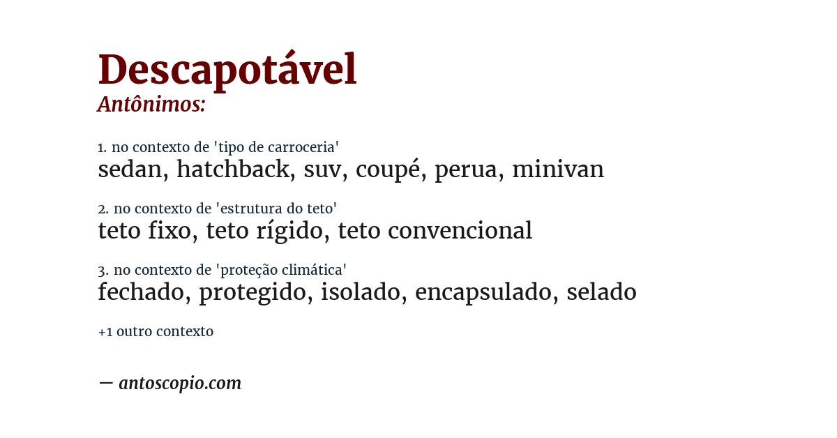 Antônimo de descapotável