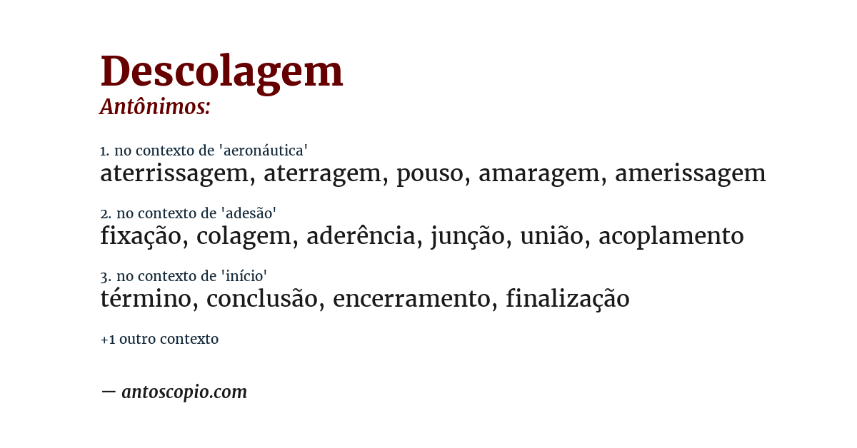Antônimo de descolagem