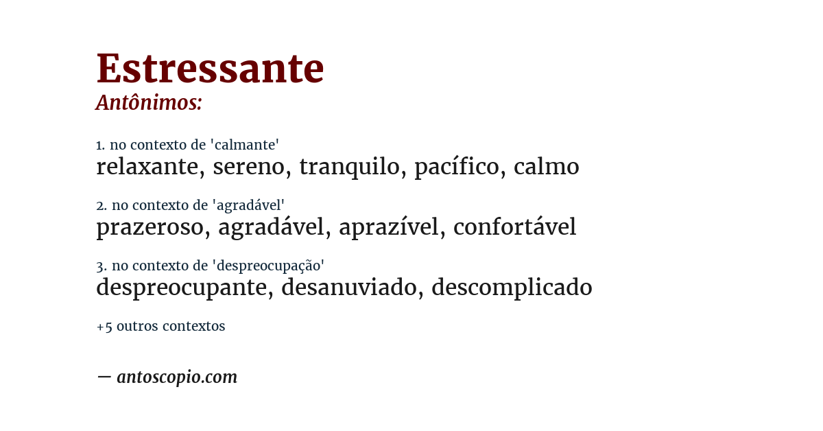 Antônimo de estressante