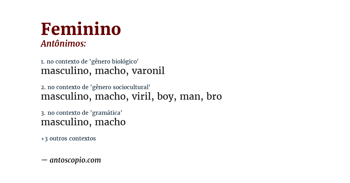 Antônimo de feminino