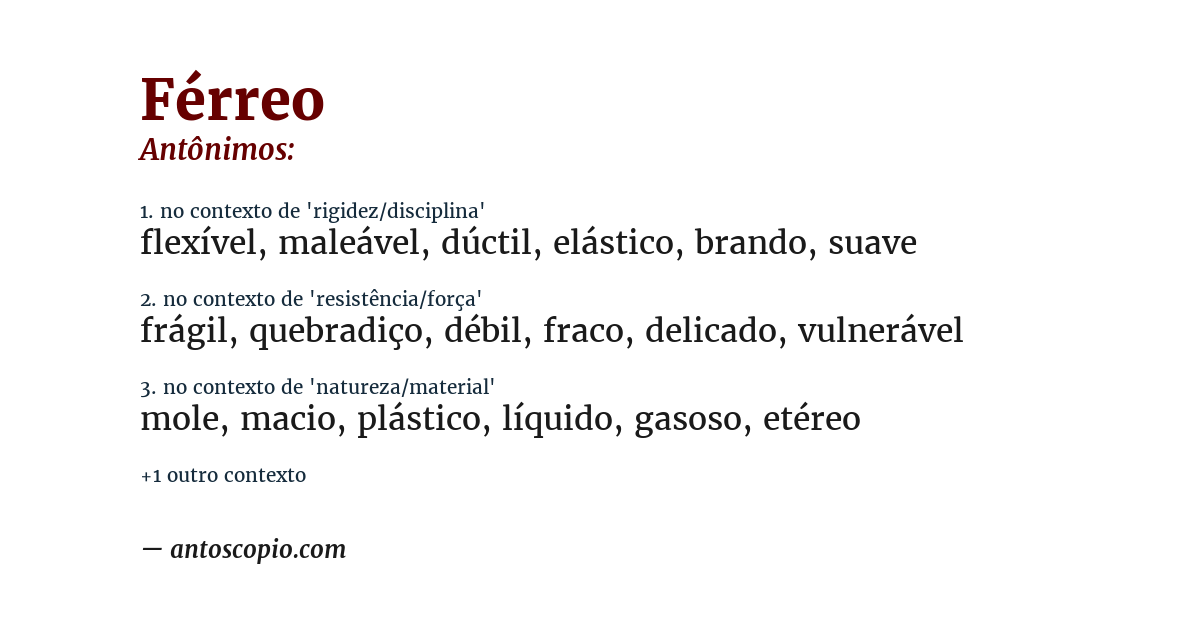 Antônimo de férreo