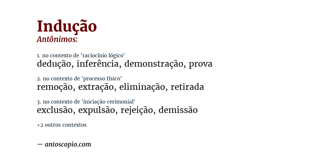 Antônimo de indução