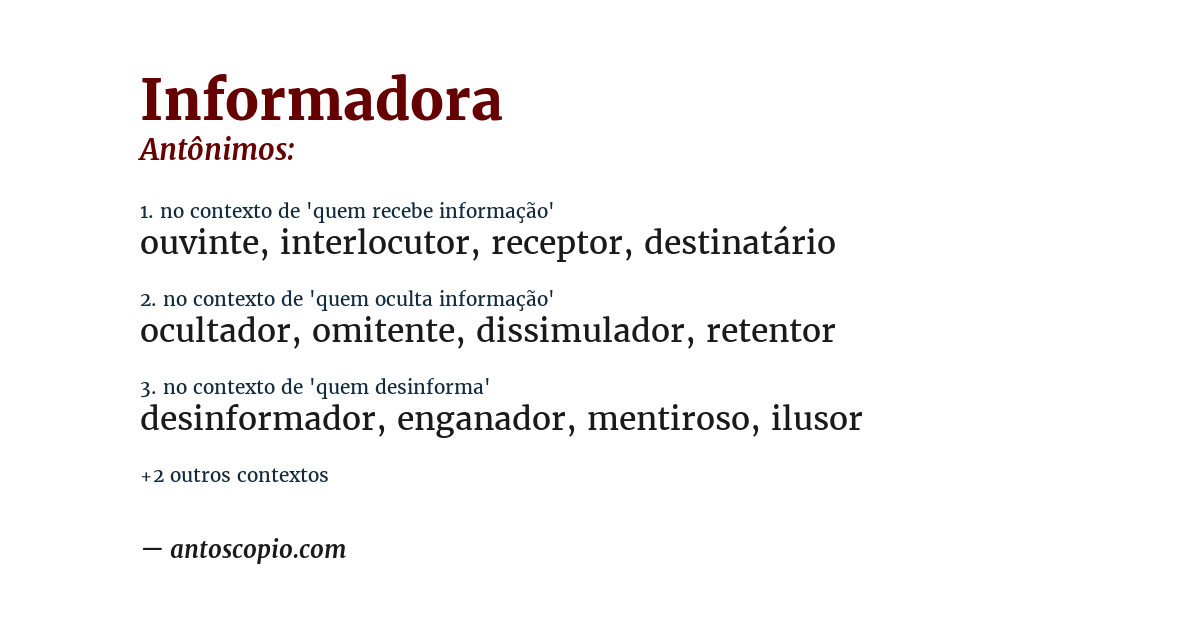 Antônimo de informadora