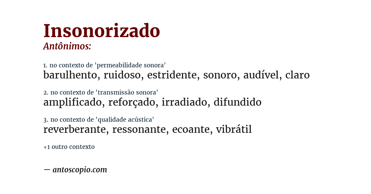 Antônimo de insonorizado