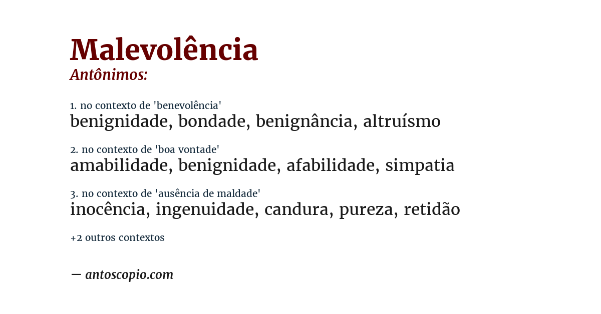 Antônimo de malevolência
