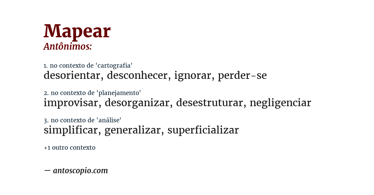 Antônimo de mapear