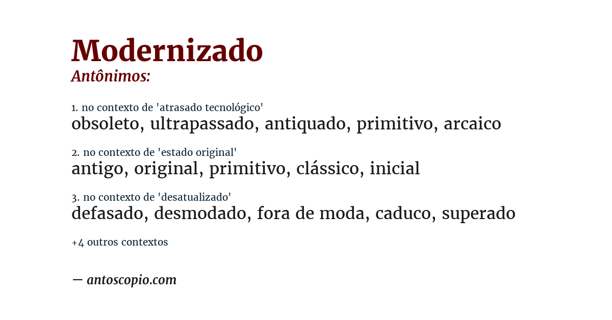 Antônimo de modernizado