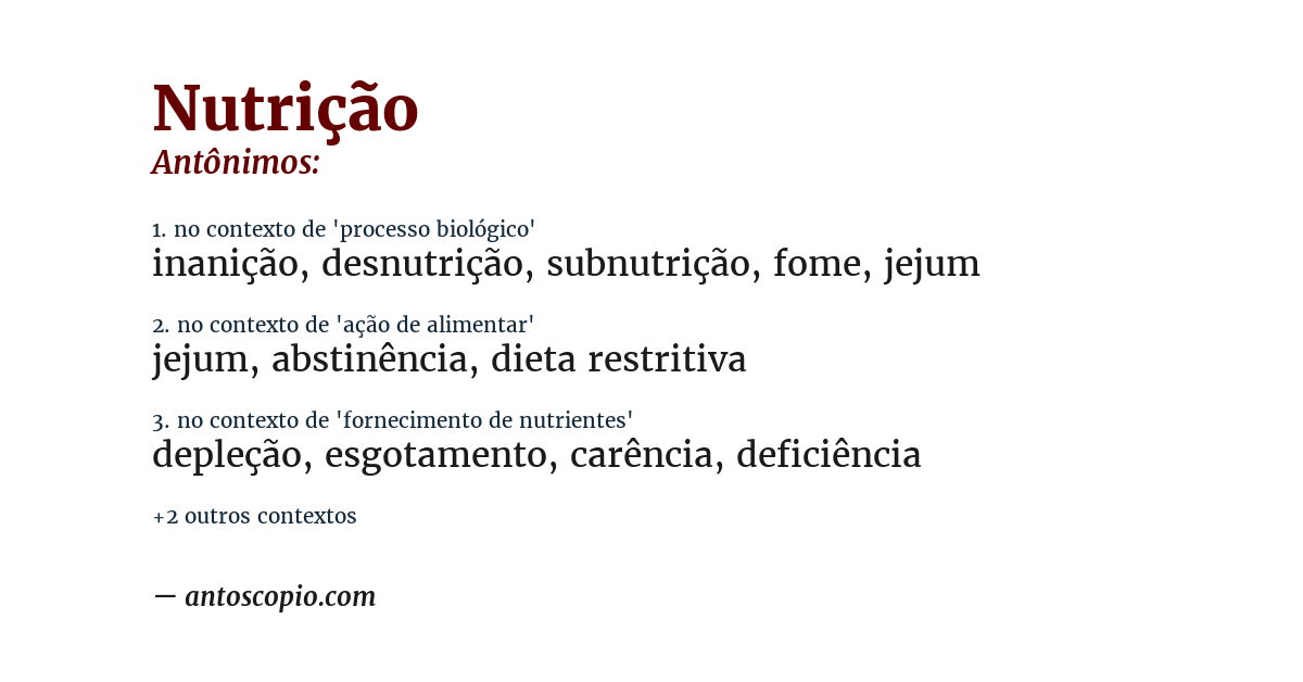 Antônimo de nutrição