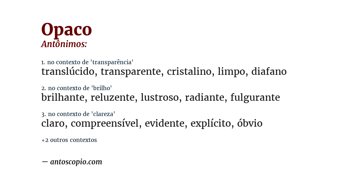 Antônimo de opaco
