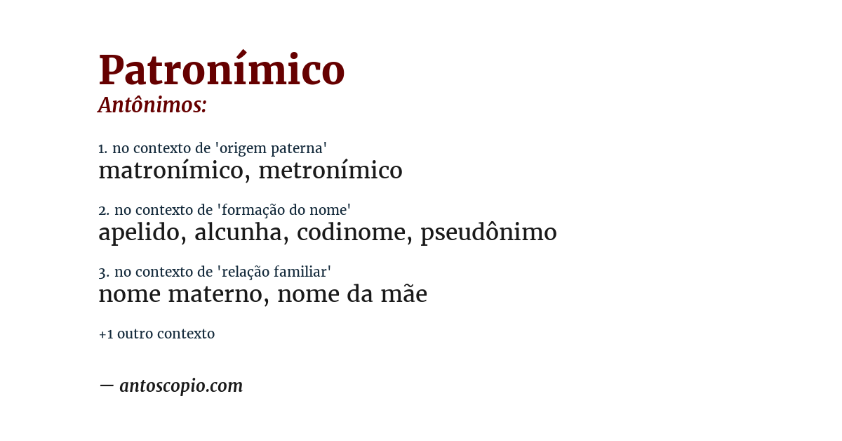 Antônimo de patronímico