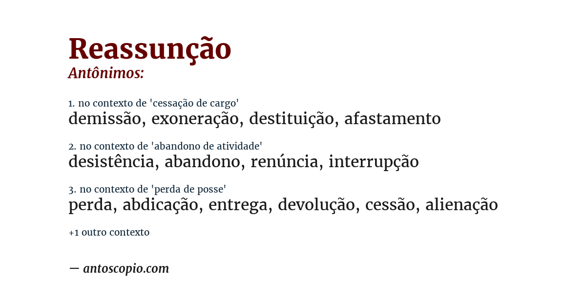 Antônimo de reassunção
