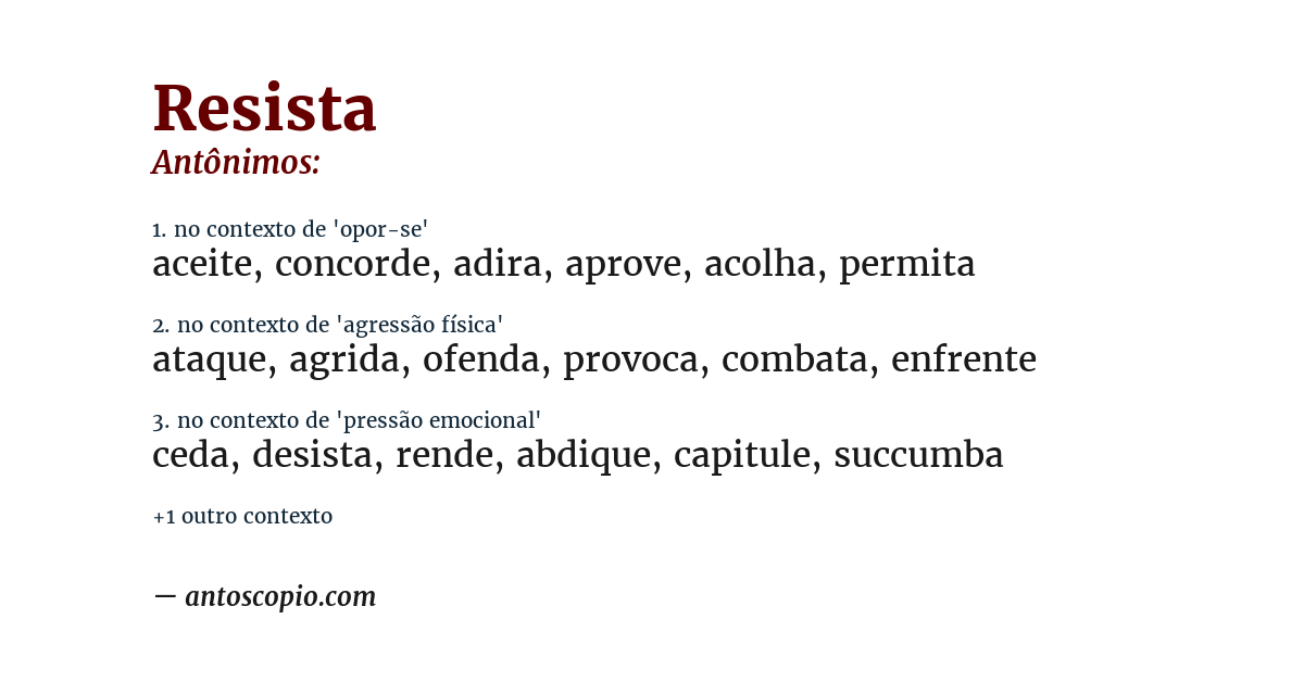 Antônimo de resista
